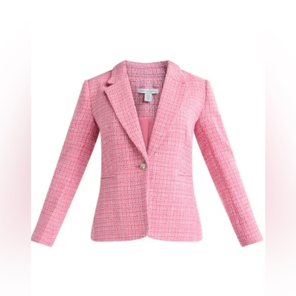 Free Assembly Women's Pink Tweed Blazer 2XL Mid-Length Business Jacket - Picture 3 of 9